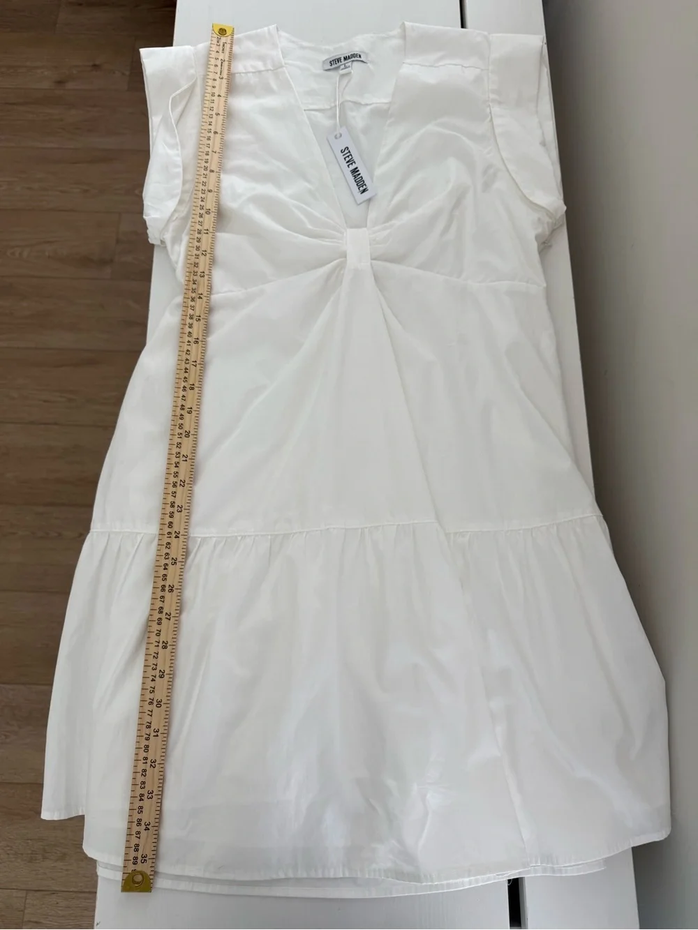 Steve Madden NWT White Cotton Poplin Mini Dress Size L Hidden Side Zip